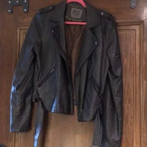 Thread & Supply dark grey faux leather jacket. L.